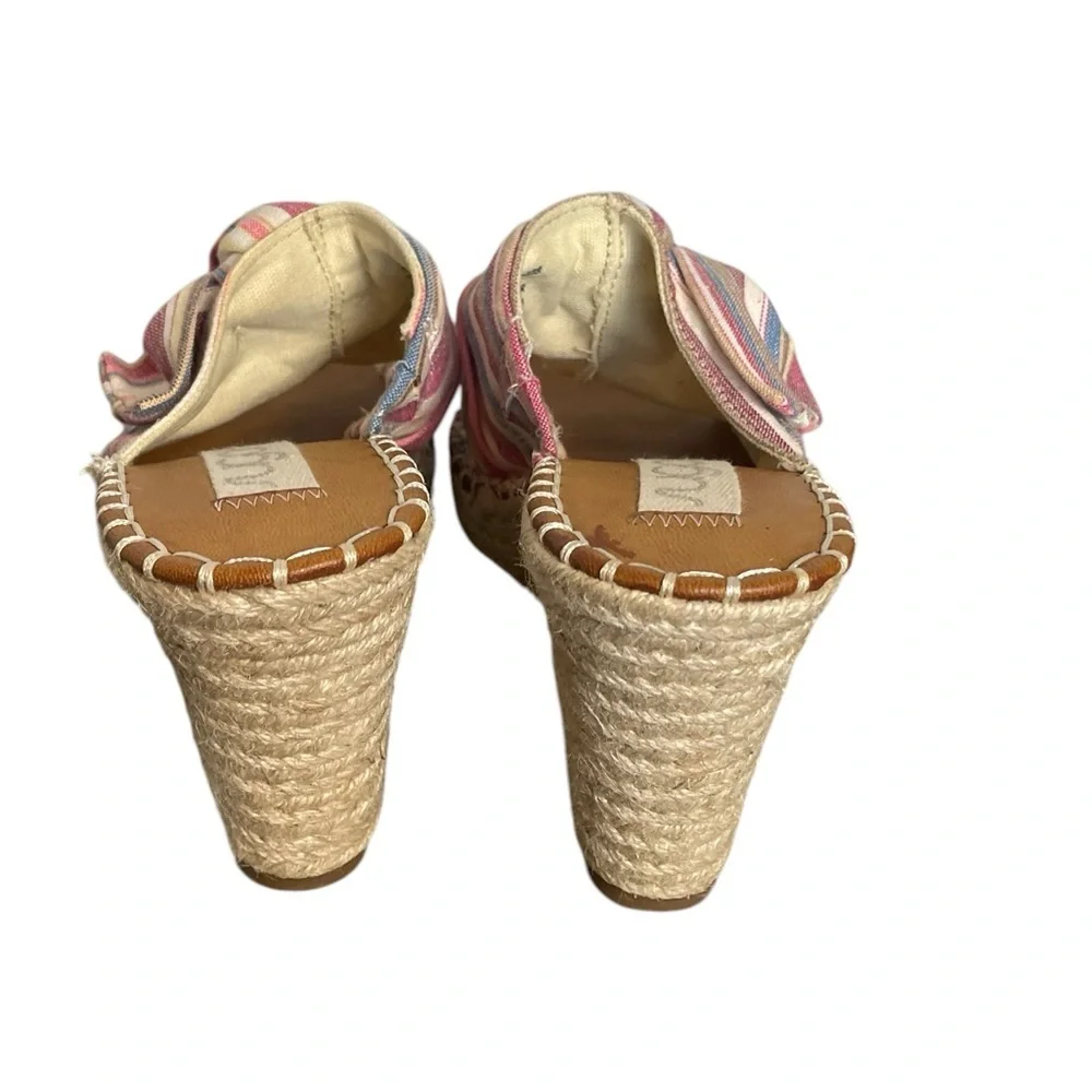 Sugar‎ Hundreds Wedge Sandals Fabric Natural Multicolor Beach Stripe Size 8.5